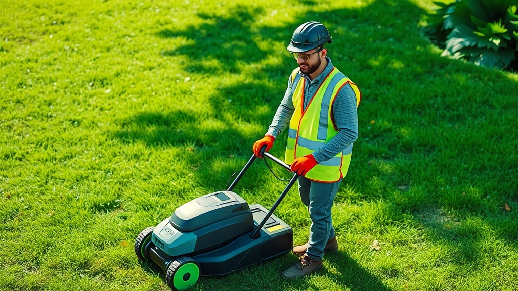 예초기 안전 사용법 (realistic 스타일)