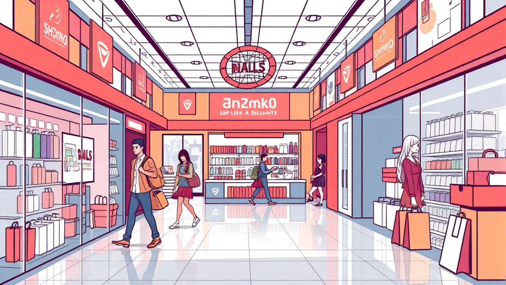 테무 쇼핑몰 특징 (illustration 스타일)