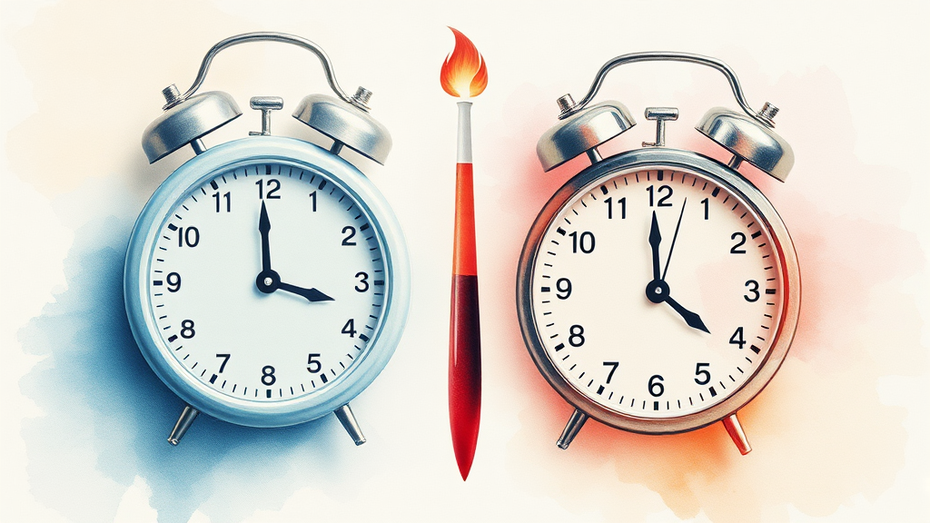 당뇨병 환자, 간헐적 단식의 양면성 (watercolor 스타일)