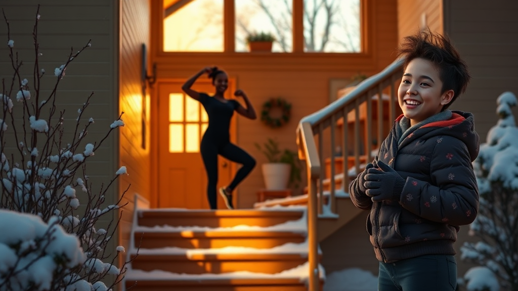 겨울철 실내 운동 가이드 (realistic 스타일)