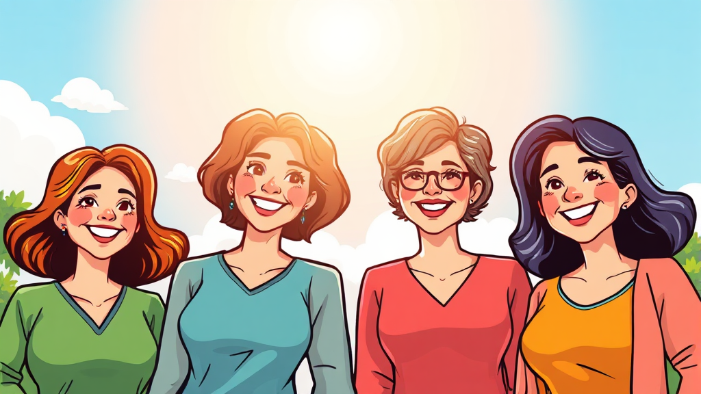 중장년 및 여성 지원 (cartoon 스타일)