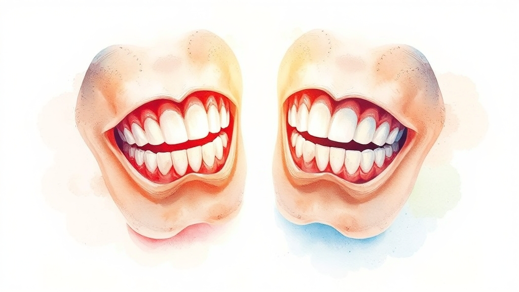 셀프 vs 전문가 미백 비교 (watercolor 스타일)