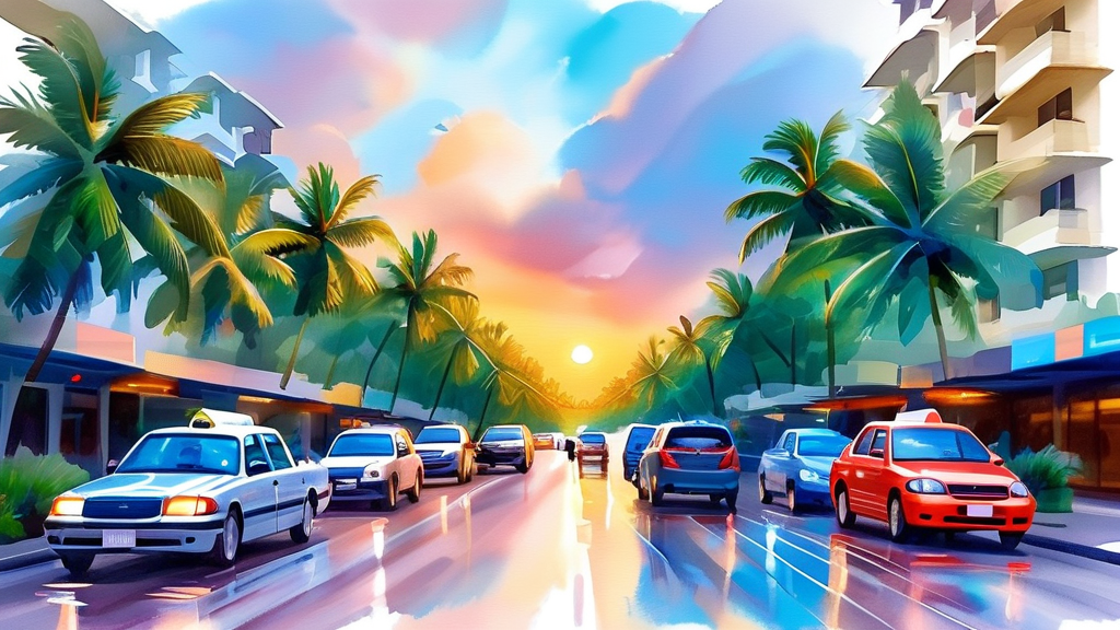 푸켓 공항 픽업 서비스 종류 알아보기 (watercolor 스타일)