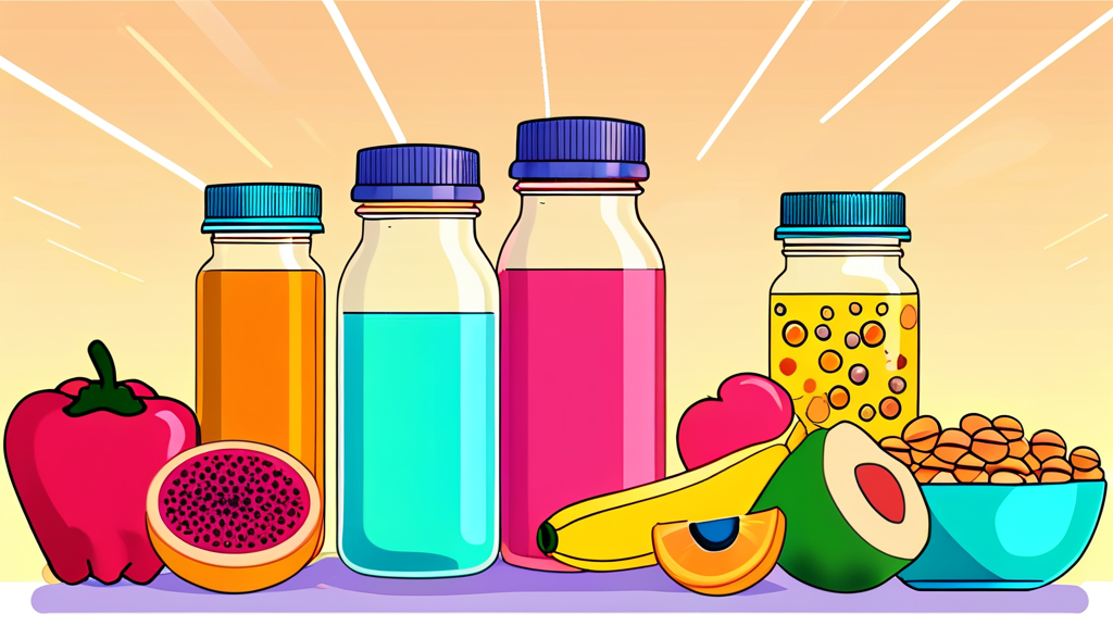 다이어트 보조제, 효과적인 섭취 방법과 식단 관리 (cartoon 스타일)