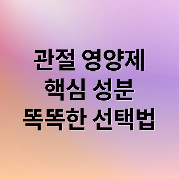 관절 건강과 영양제 선택 가이드 이미지