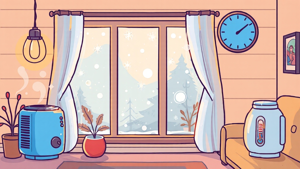 효율적인 겨울 난방 온도 설정 (cartoon 스타일)