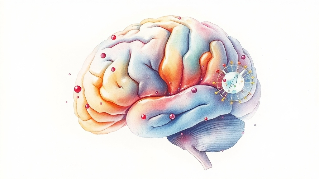 뇌수막염 주요 원인 (watercolor 스타일)