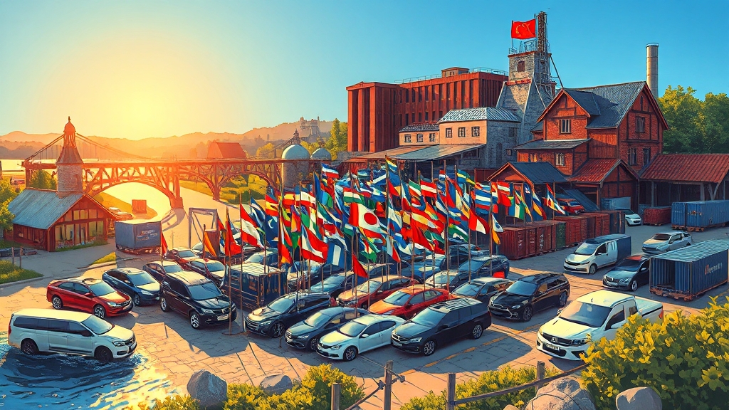 중고차 수출 시장, 얼마나 뜨거울까요? (illustration 스타일)