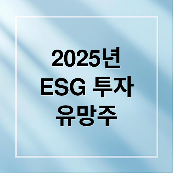 2025년
ESG 투자
유망주 (ESG 우량주 투자 전략)
