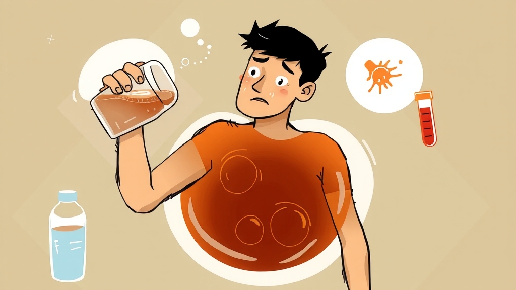 갈색/콜라색 소변 원인과 대처 (illustration 스타일)