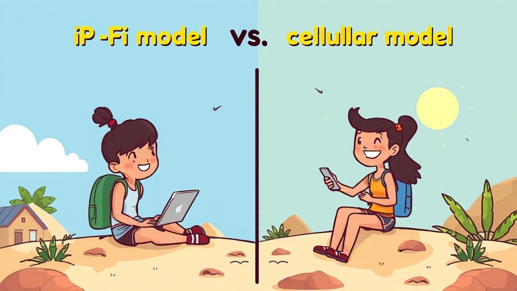 Wi-Fi vs 셀룰러 모델 (cartoon 스타일)
