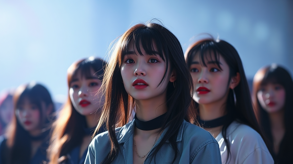 K-POP 어두운 현실 조명 (watercolor 스타일)