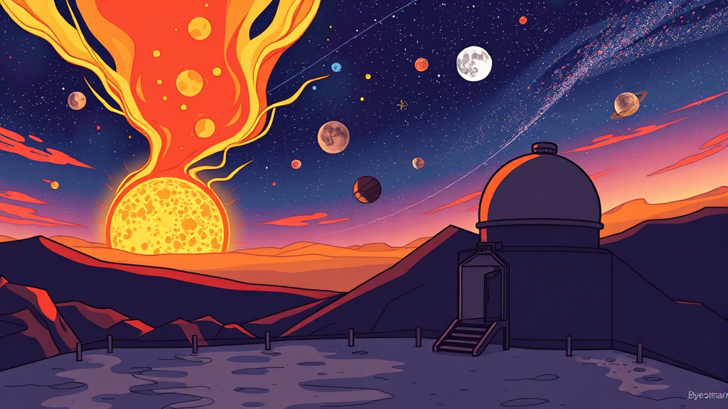 별마로 천문대: 낮과 밤의 특별한 관측 체험 (cartoon 스타일)