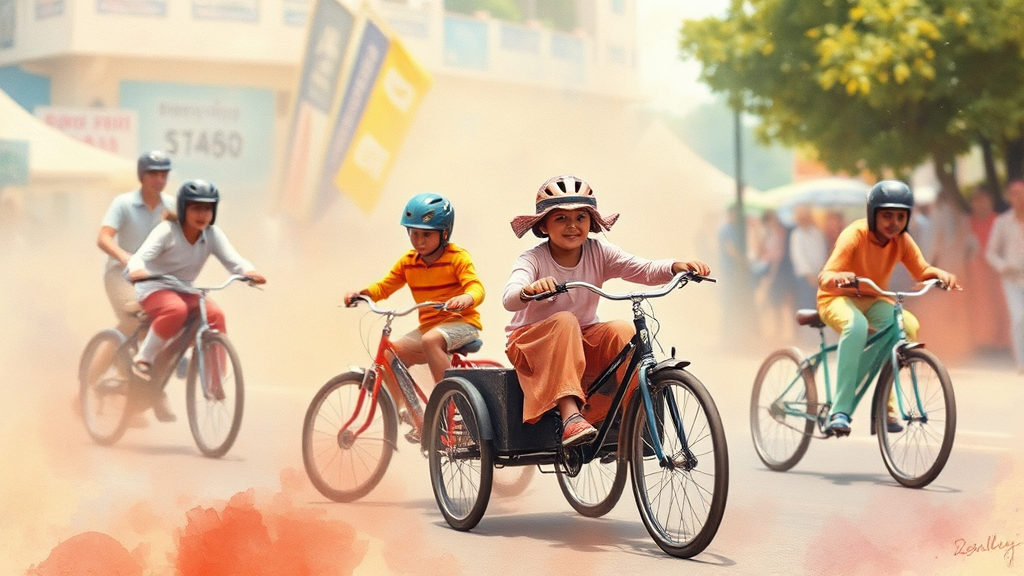 세발자전거 경주의 역사와 문화 (watercolor 스타일)