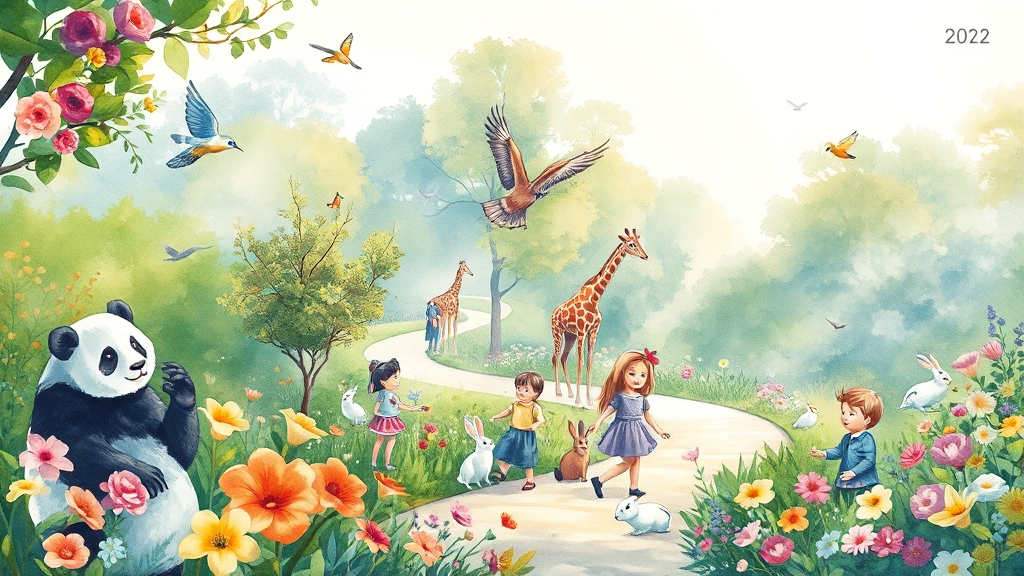 동물원 및 식물원: 함께 즐기는 관람 정보 (watercolor 스타일)