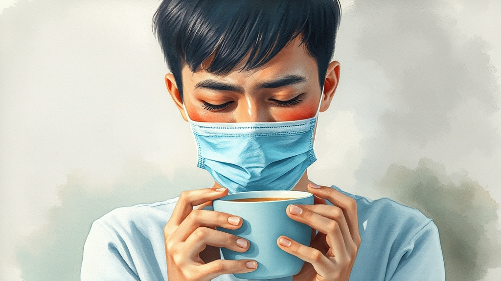 B형 독감 주요 증상과 특징 (watercolor 스타일)