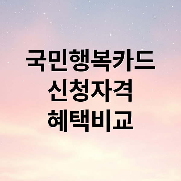 국민행복카드
신청자격
혜택비교 (국민행복카드 바우처)