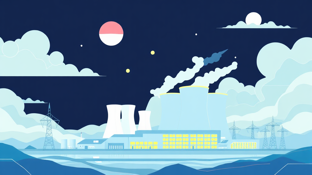 정부 정책과 원자력 발전 산업의 성장 동력 (illustration 스타일)