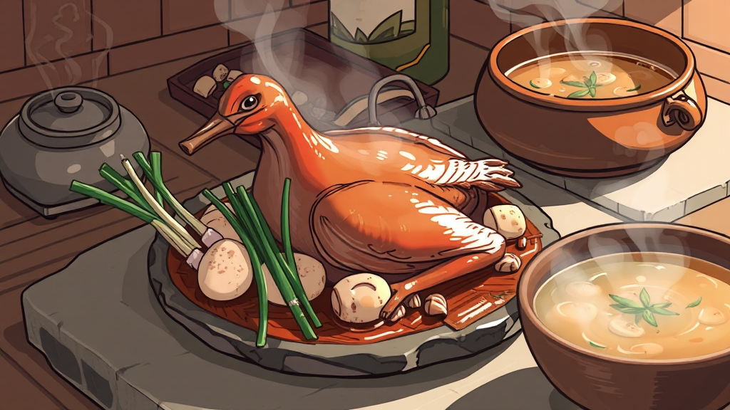 오리주물럭 정식, 가성비 끝판왕 (illustration 스타일)