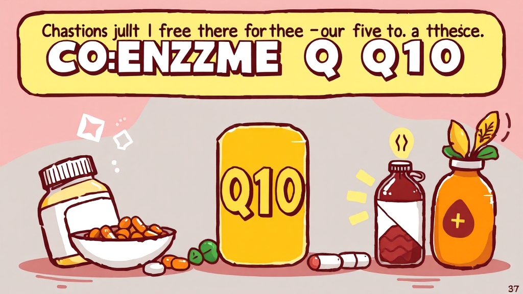 코엔자임Q10 섭취 시 주의사항 (cartoon 스타일)