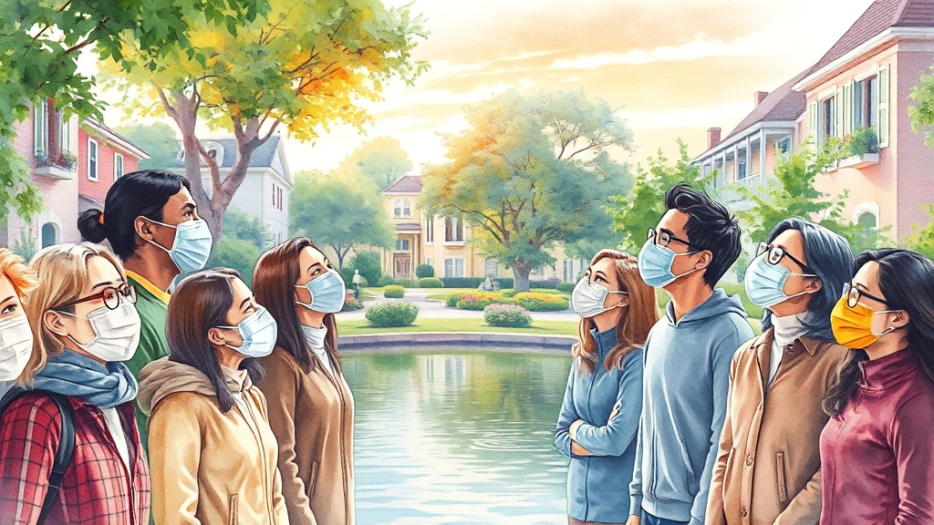 재유행 시 필수 생활 방역 수칙 (watercolor 스타일)