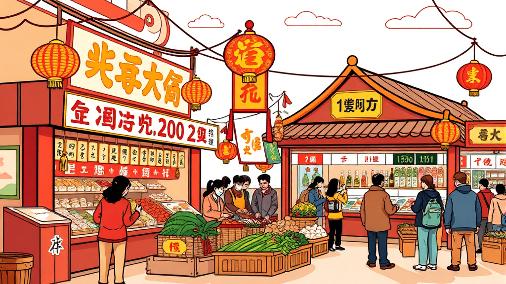 설날 장보기: 마트 vs 전통시장 (cartoon 스타일)