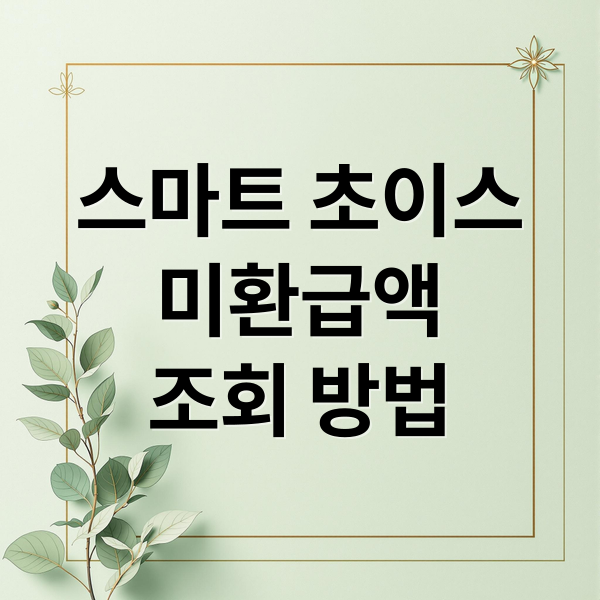 스마트 초이스
미환급액
조회 방법 (스마트 초이스 미환급액)