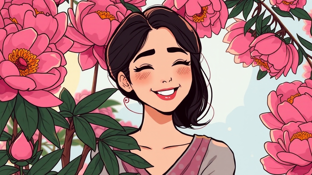 작약 뿌리(백작약) 효능 (cartoon 스타일)