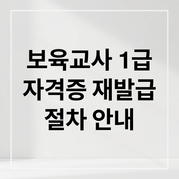 보육교사 1급
자격증 재발급
절차 안내 (보육교사 1급 자격증 재발급)
