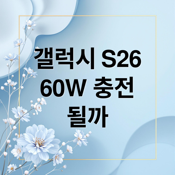 갤럭시 S26
60W 충전
될까 (갤럭시 S26 울트라 60W 어댑터)