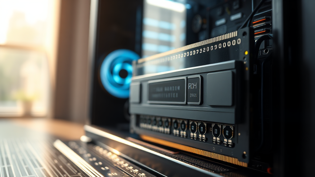 RAM(메모리): 용량과 속도, 최적의 RAM 선택 (realistic 스타일)