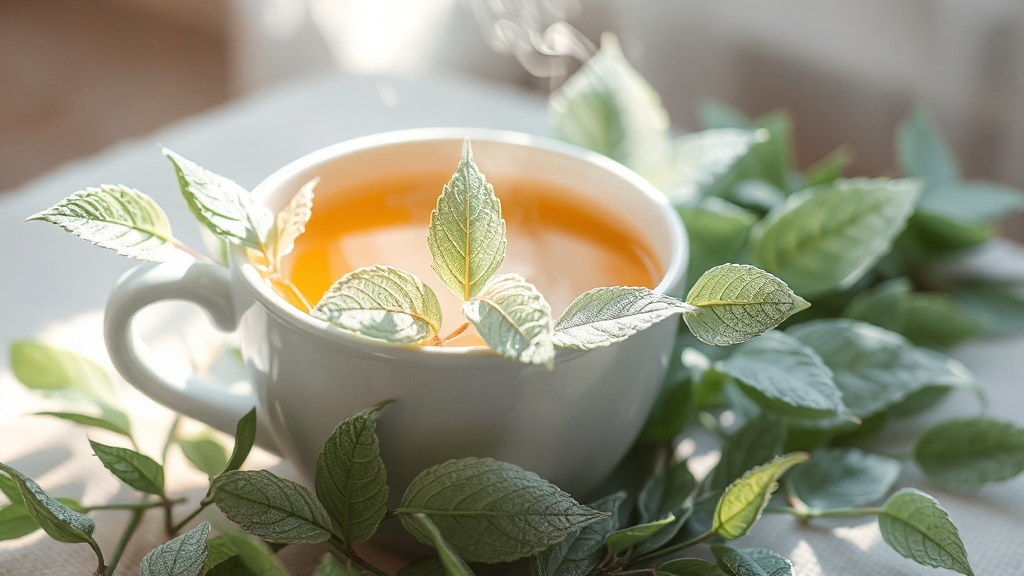 소화 및 스트레스 완화 (watercolor 스타일)