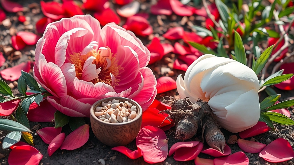 작약 종류 및 특징 (realistic 스타일)