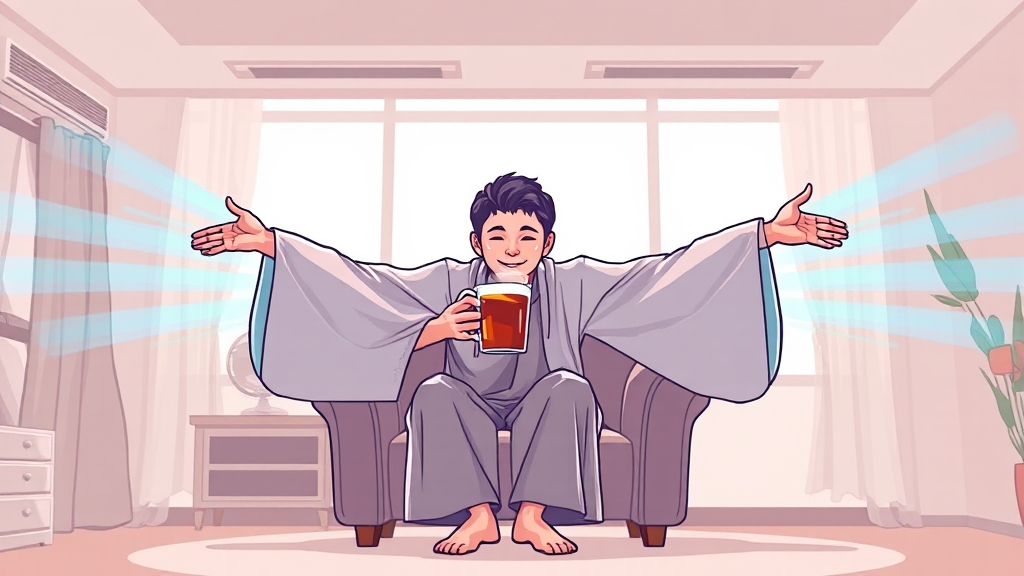 냉방병 예방 생활 습관 (cartoon 스타일)