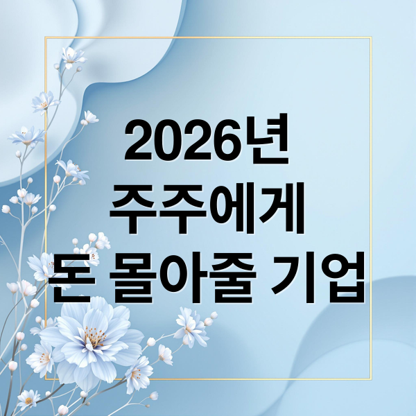 2026년, 주주에게 돈 몰아줄 기업은? 배당·자사주 핵심 분석 2 2026년
주주에게
돈 몰아줄 기업 (한국 주주환원 TOP3 2026년)