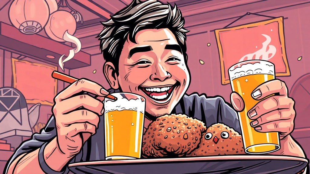 젠슨 황, 무슨 메뉴 먹었나? (illustration 스타일)