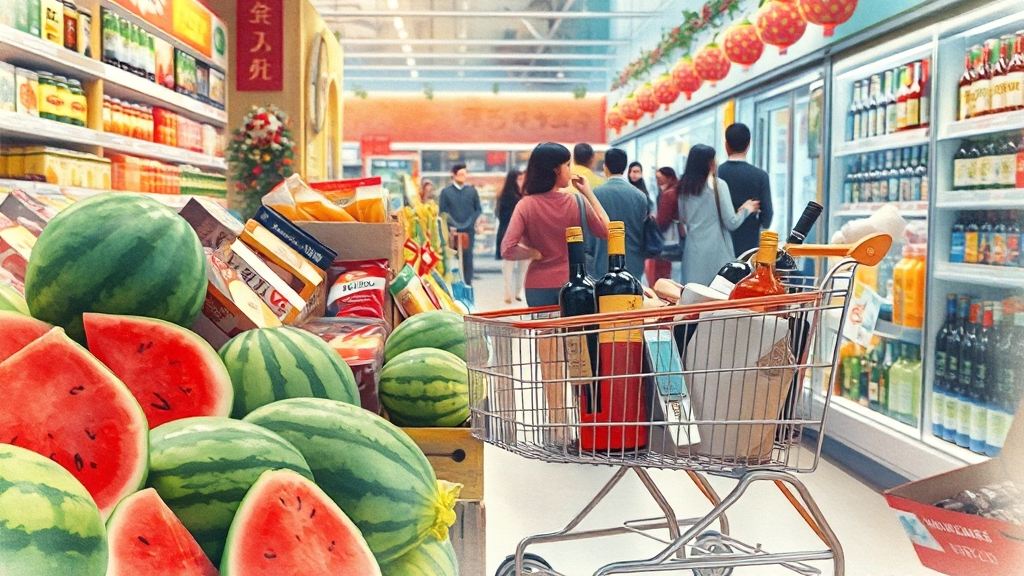 초복 할인 정보: 이마트, 홈플러스 등 마트 행사 (watercolor 스타일)