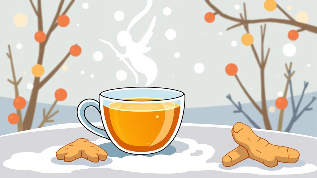 감기 기운 잡는 생강차의 힘 (cartoon 스타일)