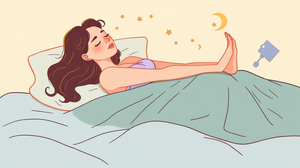 침대 위 간단 스트레칭 루틴 (illustration 스타일)