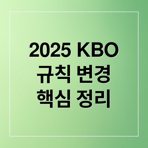 2025 KBO
규칙 변경
핵심 정리 (2025 KBO 규정 변화)