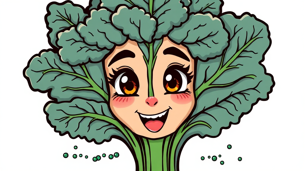 컬리케일 분말 효능 (cartoon 스타일)