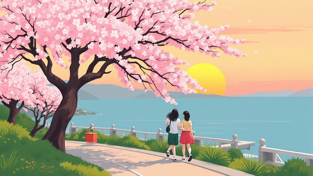 마산 벚꽃 여행, 이것만은 꼭 알아두세요! (illustration 스타일)