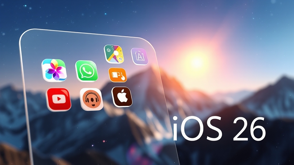 iOS 26 핵심 변화: 디자인 & AI (realistic 스타일)