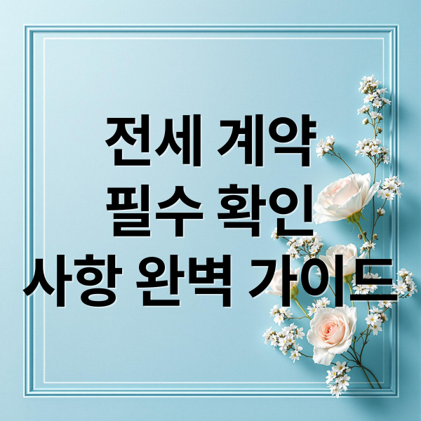 전세 계약
필수 확인
사항 완벽 가이드 (임대차 계약 전 체크리스트｜확정일자·보증금 보호방법 정리)
