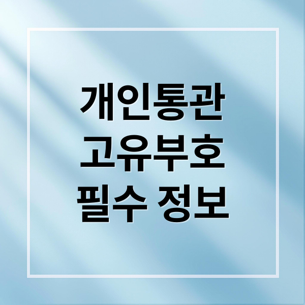개인통관
고유부호
필수 정보 (관세청 통관번호)