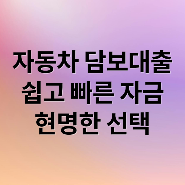자동차 담보대출
쉽고 빠른 자금
현명한 선택 (자동차 담보대출)