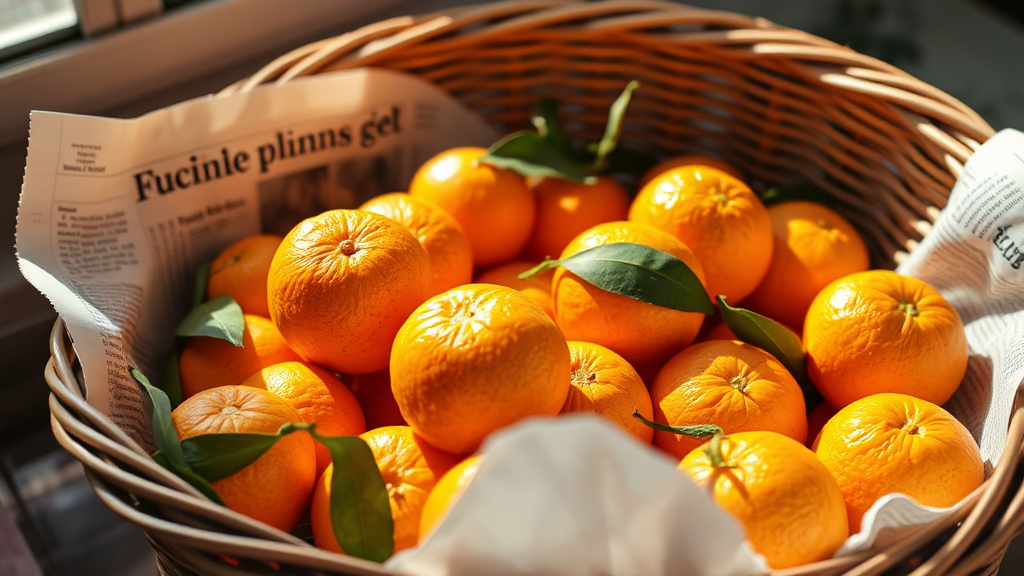 귤 보관법: 핵심 원리 (realistic 스타일)