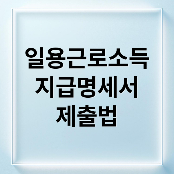 일용근로소득지급명세서제출법 (일용근로소득 지급명세서 작성법)