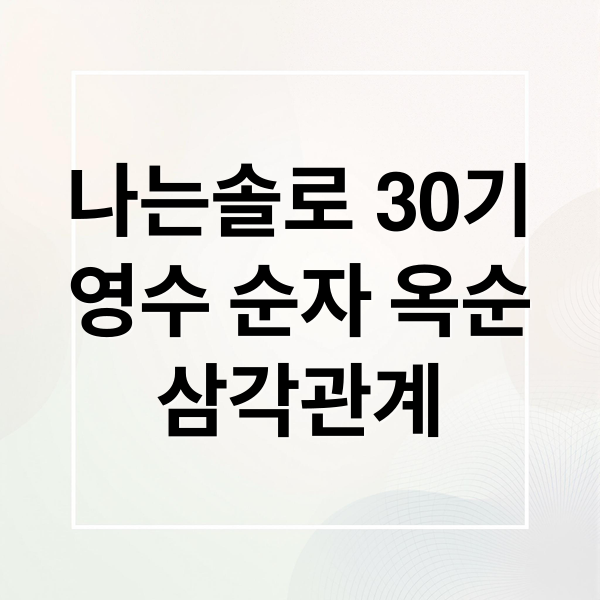 나는솔로 30기
영수 순자 옥순
삼각관계 (나는솔로 30기 영수 순자 옥순)