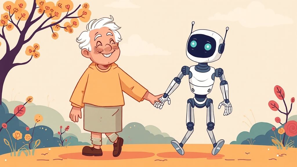 디지털 복지 서비스 이용자 경험 (cartoon 스타일)